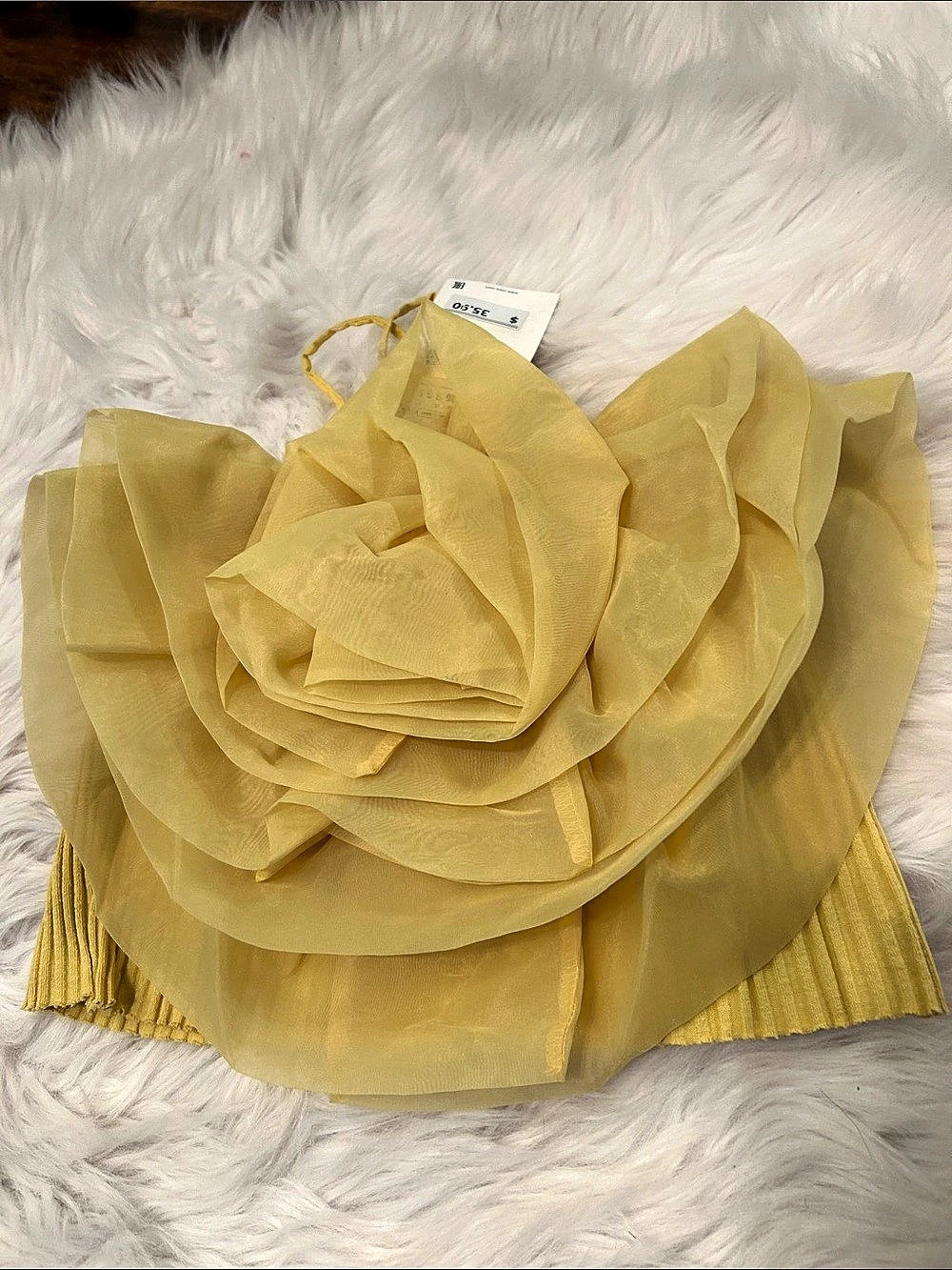 ZARA Tulle Flower Crop Top Yellow Size Small